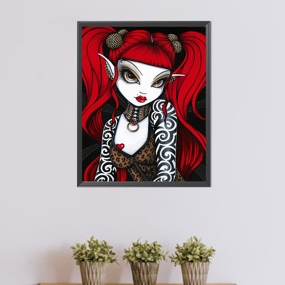 Red-Haired Elf Girl - Full Round Drill Diamond Painting 40*50CM