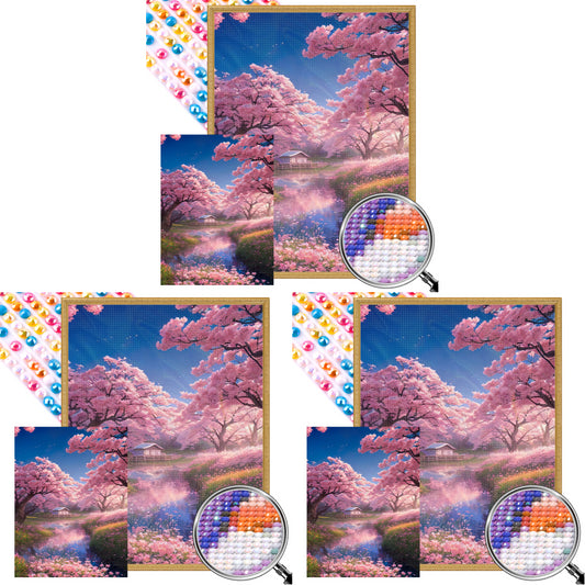 Pink Cherry Blossom Garden - Full Square Drill Diamond Painting 45*60CM