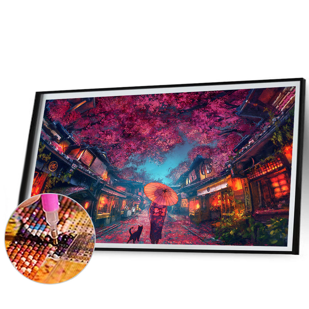 Under The Cherry Blossom Tree - Full AB Square Drill Diamond Painting 40*60CM