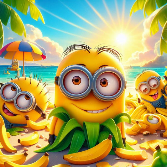 Beach Minions - Full Round Drill Diamond Painting 30*30CM