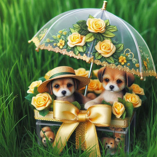 Lawn Puppy Gift - Full Round Drill Diamond Painting 30*30CM
