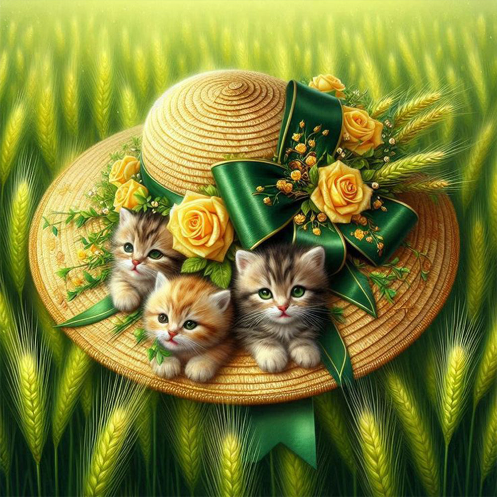 Grass Kitten Gift - Full Round Drill Diamond Painting 30*30CM