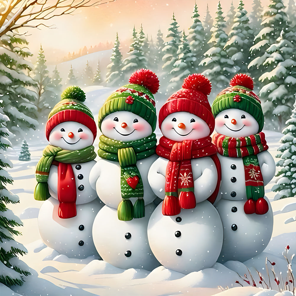 Christmas Snowman - Full Round Drill Diamond Painting 30*30CM