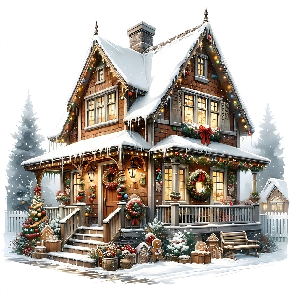 Christmas Cottage - Full Round Drill Diamond Painting 30*30CM