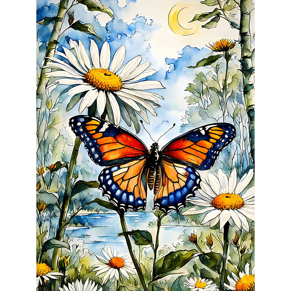 Oil Painting Forest Butterfly - Full Round Drill Diamond Painting 30*40CM