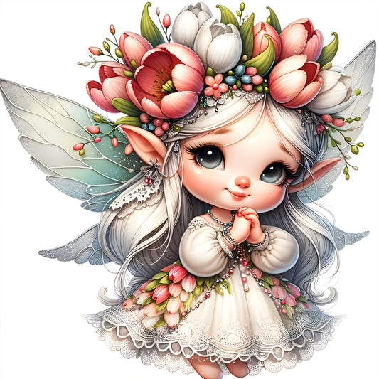 Flower Fairy - Full Round Drill Diamond Painting 30*30CM