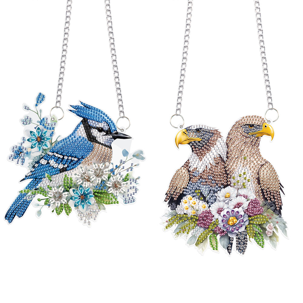 2Pcs PET Special Shaped Bluebird Eagle Diamond Painting Hanging Decor for Home