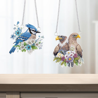 2Pcs PET Special Shaped Bluebird Eagle Diamond Painting Hanging Decor for Home