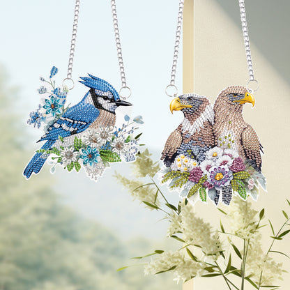 2Pcs PET Special Shaped Bluebird Eagle Diamond Painting Hanging Decor for Home