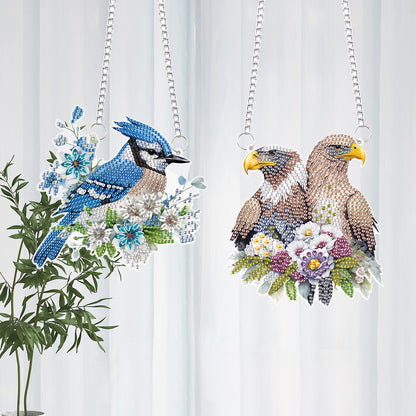 2Pcs PET Special Shaped Bluebird Eagle Diamond Painting Hanging Decor for Home