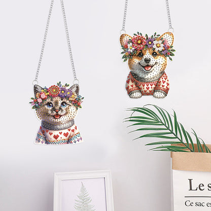 2Pcs PET Special Shaped Kitten Puppy Diamond Painting Hanging Decor for Bedroom