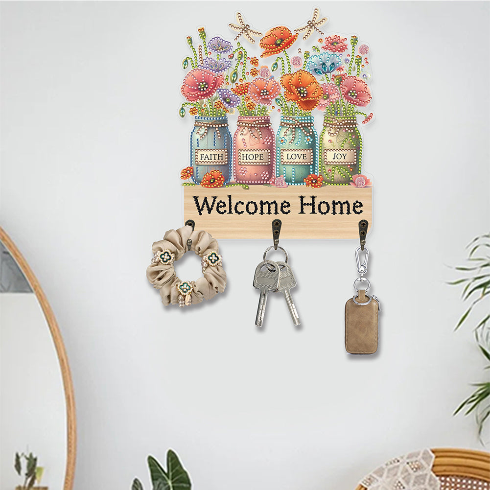 Vase DIY Diamond Painting Art Hooks Rhinestones Hook Rail for Home Office Decor