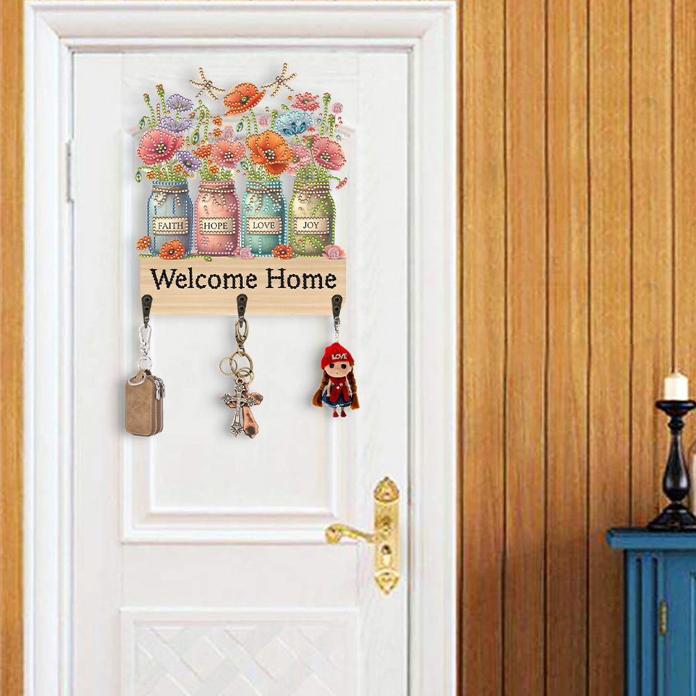 Vase DIY Diamond Painting Art Hooks Rhinestones Hook Rail for Home Office Decor