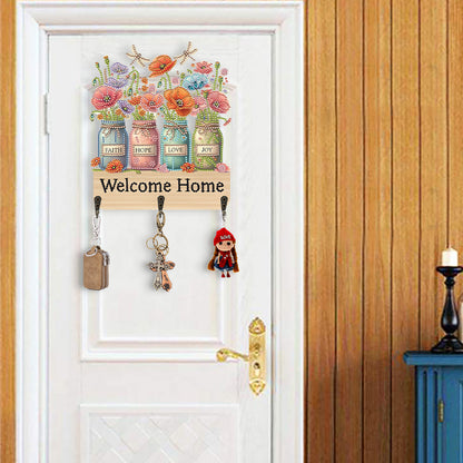 Vase DIY Diamond Painting Art Hooks Rhinestones Hook Rail for Home Office Decor