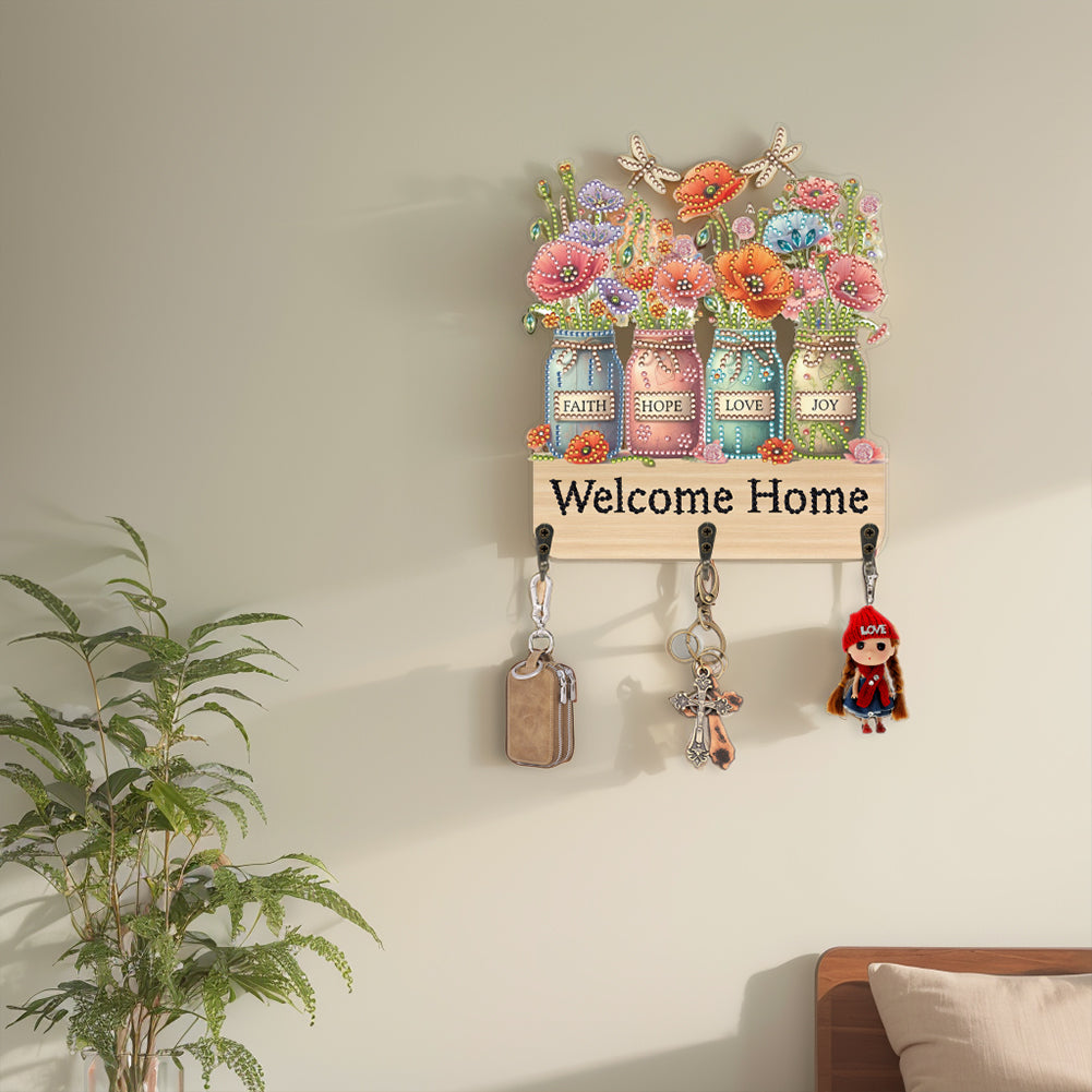 Vase DIY Diamond Painting Art Hooks Rhinestones Hook Rail for Home Office Decor