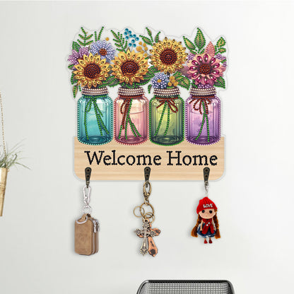 Vase DIY Diamond Painting Art Hooks Rhinestones Hook Rail for Home Office Decor