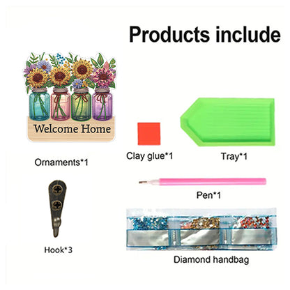 Vase DIY Diamond Painting Art Hooks Rhinestones Hook Rail for Home Office Decor