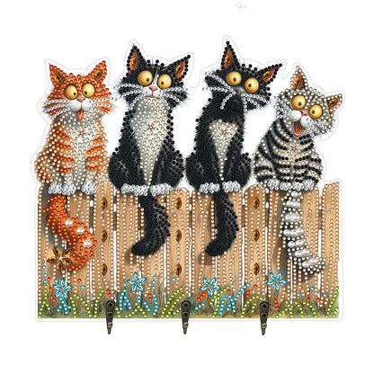 Funny Kitten DIY Diamond Painting Art Hooks Wall Hooks for Home Office Decor