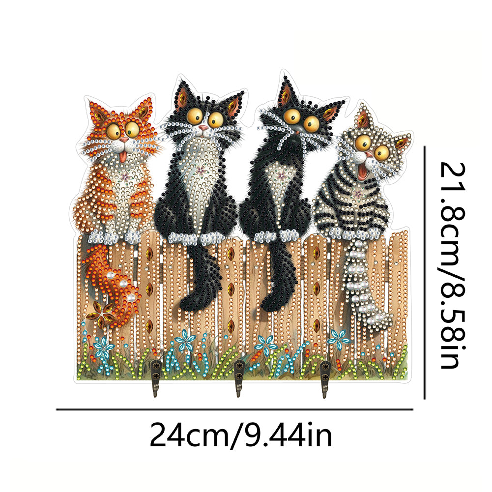 Funny Kitten DIY Diamond Painting Art Hooks Wall Hooks for Home Office Decor