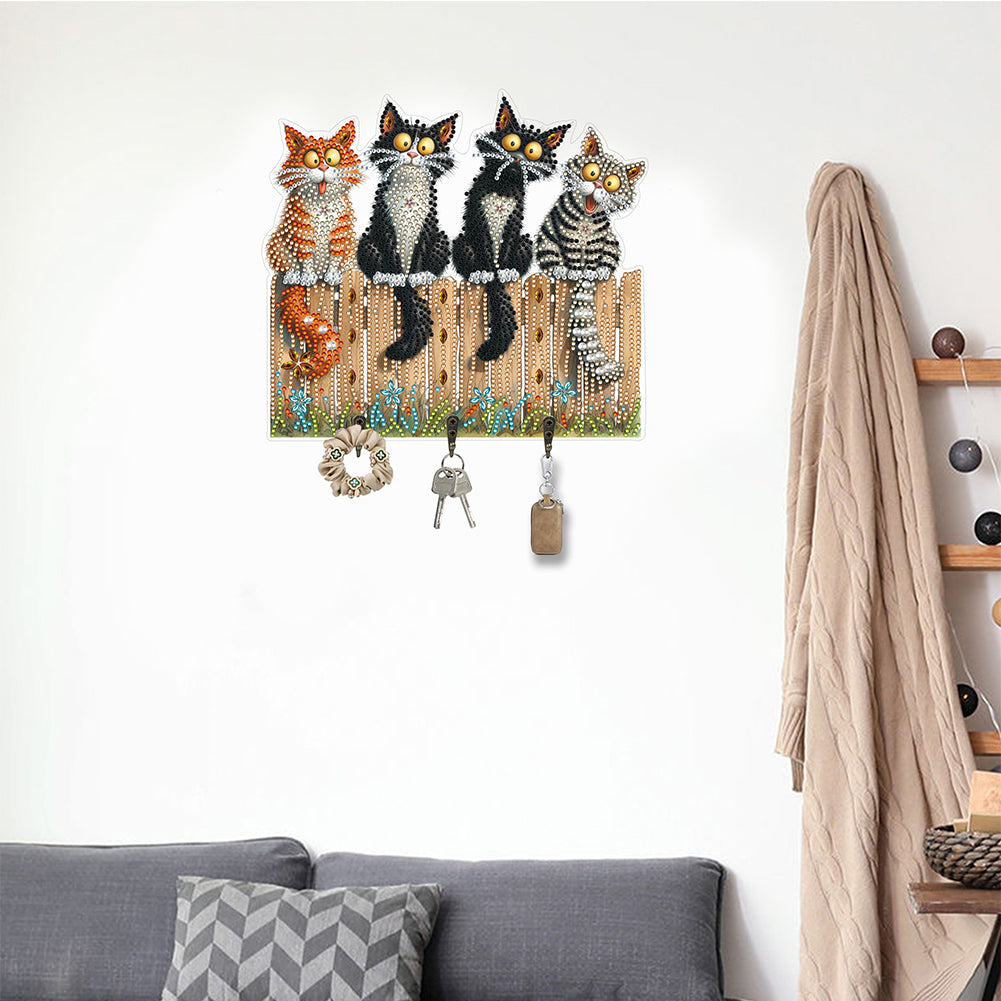 Funny Kitten DIY Diamond Painting Art Hooks Wall Hooks for Home Office Decor