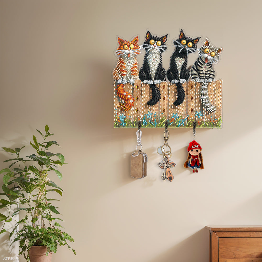 Funny Kitten DIY Diamond Painting Art Hooks Wall Hooks for Home Office Decor