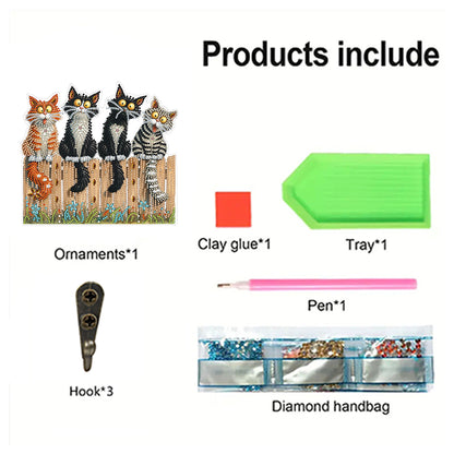 Funny Kitten DIY Diamond Painting Art Hooks Wall Hooks for Home Office Decor