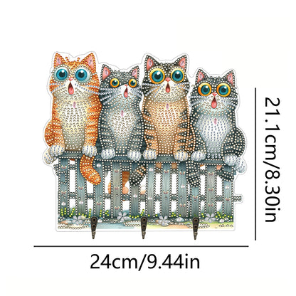 Funny Kitten DIY Diamond Painting Art Hooks Wall Hooks for Home Office Decor