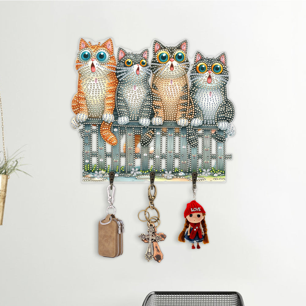 Funny Kitten DIY Diamond Painting Art Hooks Wall Hooks for Home Office Decor