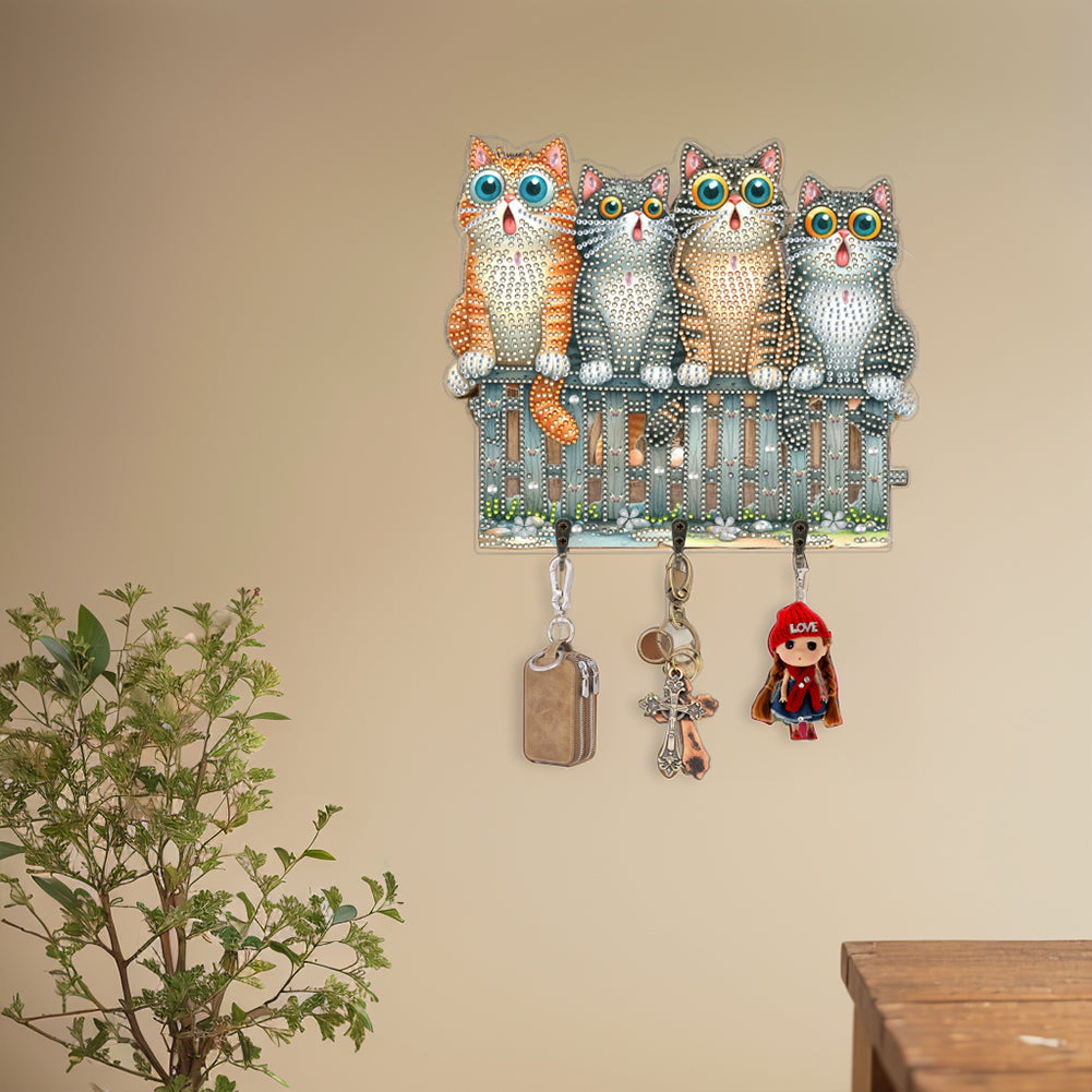 Funny Kitten DIY Diamond Painting Art Hooks Wall Hooks for Home Office Decor