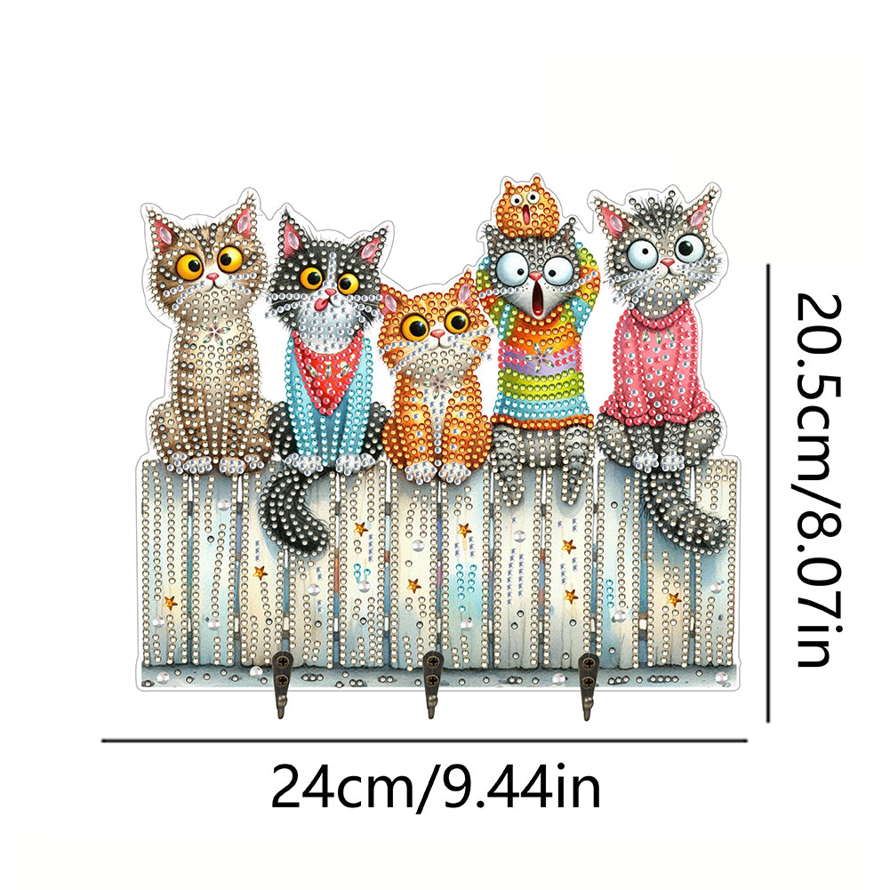 Funny Kitten DIY Diamond Painting Art Hooks Wall Hooks for Home Office Decor