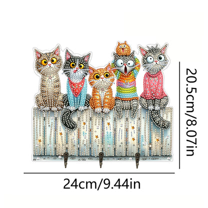 Funny Kitten DIY Diamond Painting Art Hooks Wall Hooks for Home Office Decor