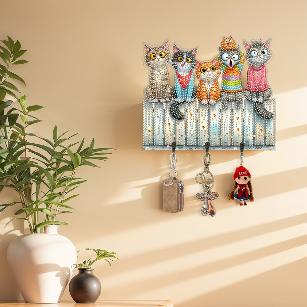Funny Kitten DIY Diamond Painting Art Hooks Wall Hooks for Home Office Decor