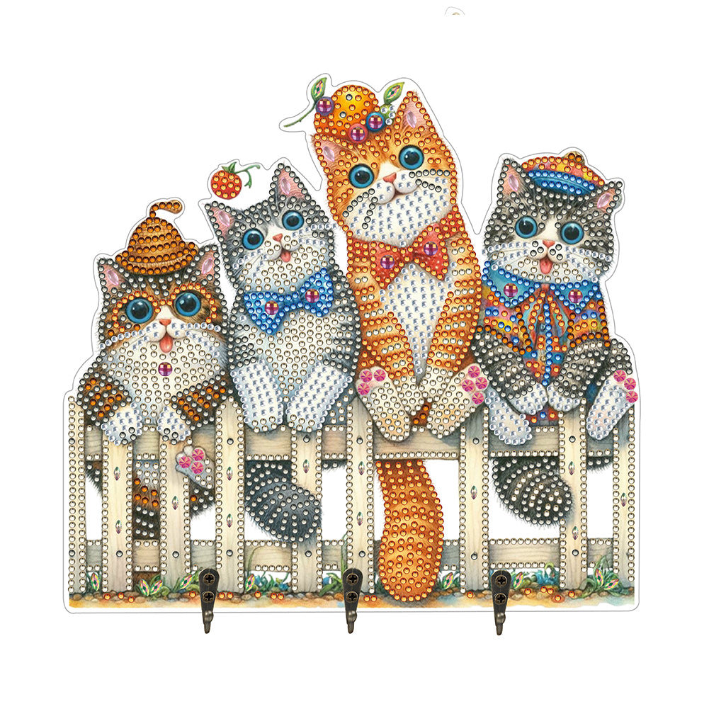 Funny Kitten DIY Diamond Painting Art Hooks Wall Hooks for Home Office Decor