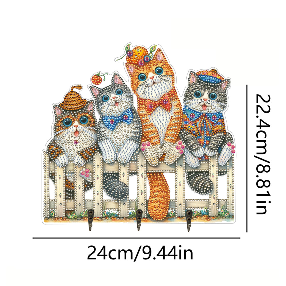 Funny Kitten DIY Diamond Painting Art Hooks Wall Hooks for Home Office Decor