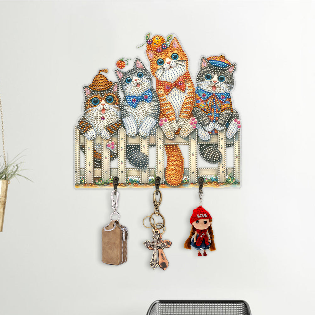 Funny Kitten DIY Diamond Painting Art Hooks Wall Hooks for Home Office Decor