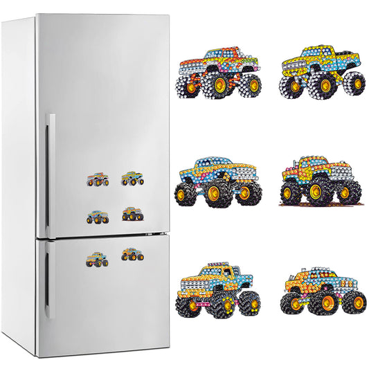 6Pcs Acrylic Special Shape Off-road Vehicle Diamond Painting Fridge Magnet