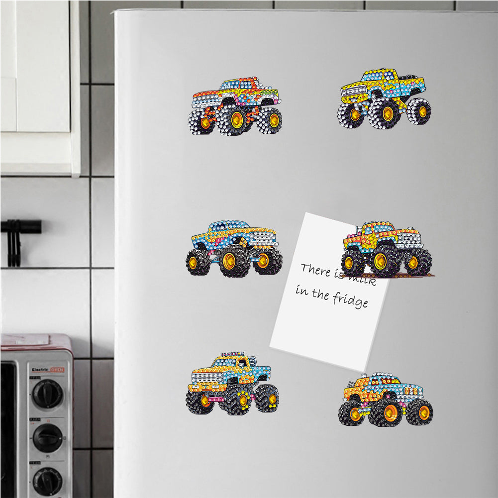 6Pcs Acrylic Special Shape Off-road Vehicle Diamond Painting Fridge Magnet