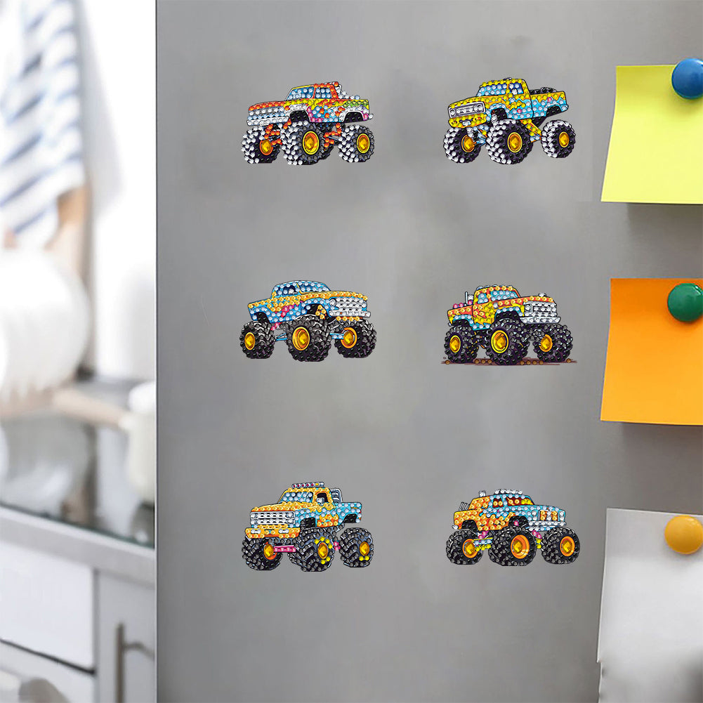 6Pcs Acrylic Special Shape Off-road Vehicle Diamond Painting Fridge Magnet