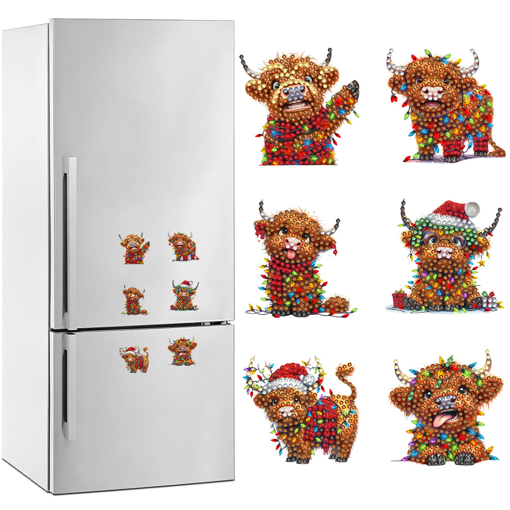 6Pcs Acrylic Special Shape Yak Diamond Painting Fridge Magnet for Home Decor