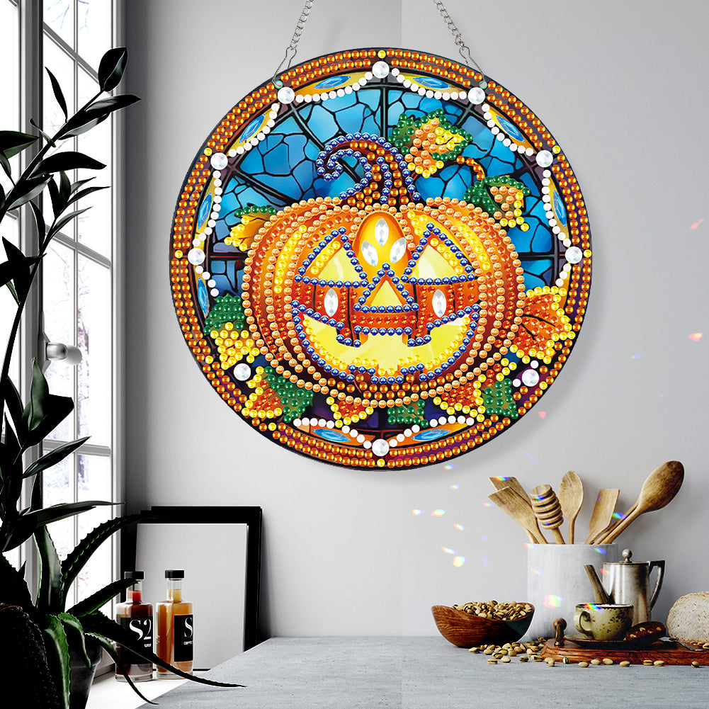 Halloween Pumpkin Special Shape Diamond Painting Art Pendants for Wall Decor