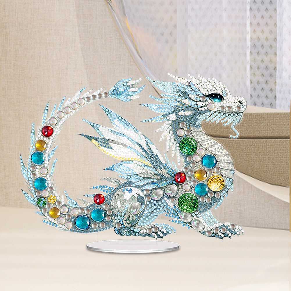 Acrylic Silver Gem Dragon Diamond Painting Desktop Ornaments Bedroom Table Decor