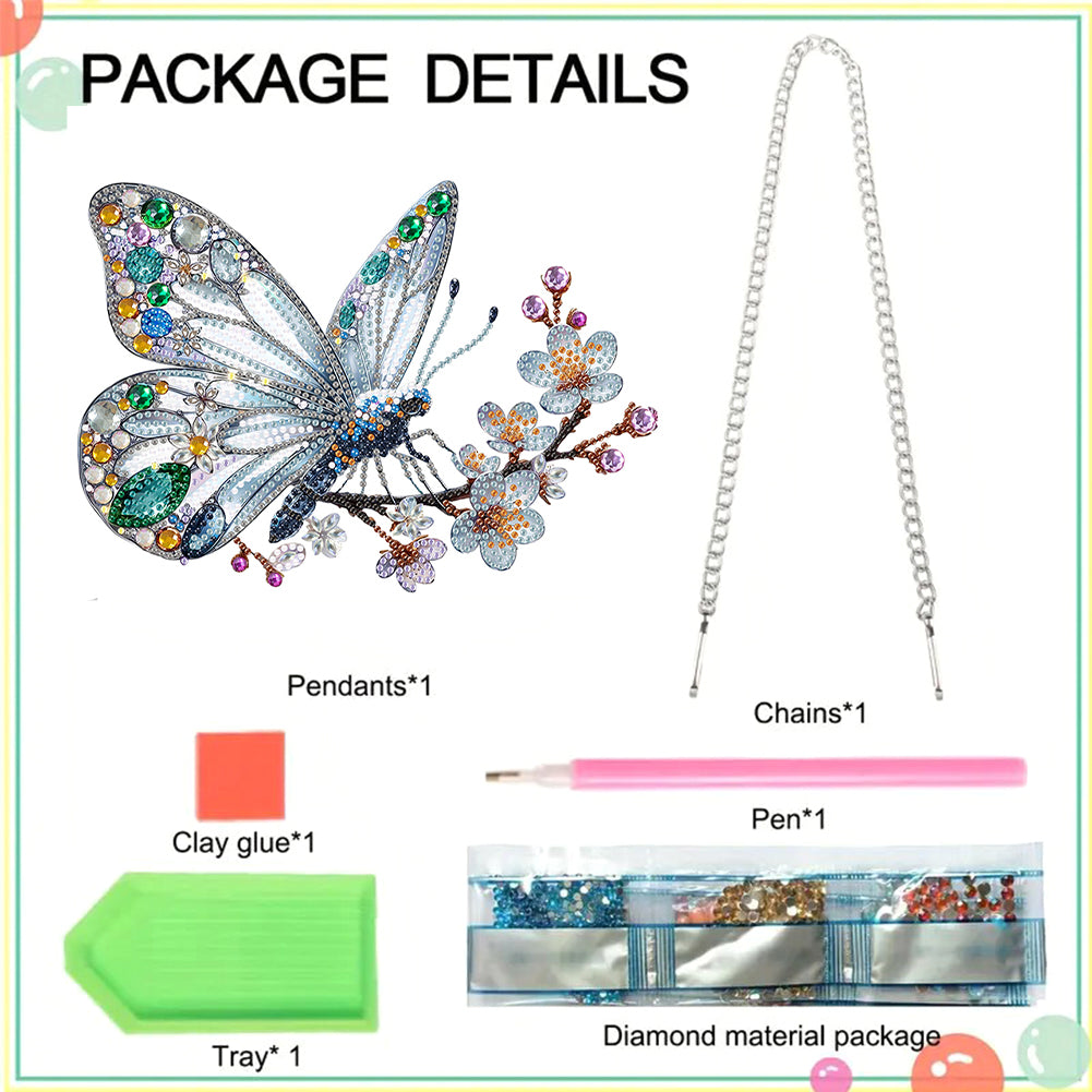 Acrylic Special Shape Butterfly Cherry Blossom Diamond Painting Hanging Pendant