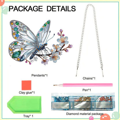 Acrylic Special Shape Butterfly Cherry Blossom Diamond Painting Hanging Pendant