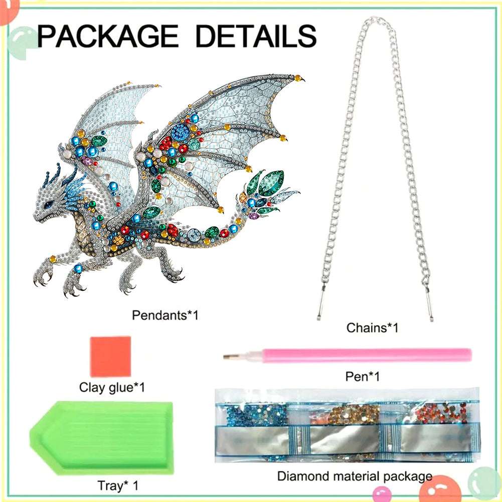 Acrylic Special Shape Gemstone Flying Dragon Diamond Painting Hanging Pendant