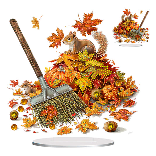 Special Shape Maple Leaf Squirrel Desktop Diamond Art Kits Bedroom Table Decor