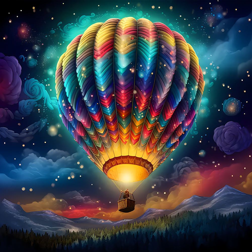 Oil Painting Style Hot Air Balloon - Full Round Drill Diamond Painting 30*30CM