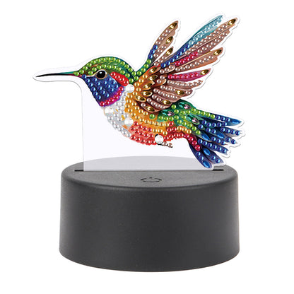 Cute Animal Diamond Painting LED Lamp Diamond Painting Night Light (Hummingbird)