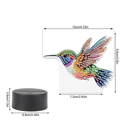 Cute Animal Diamond Painting LED Lamp Diamond Painting Night Light (Hummingbird)