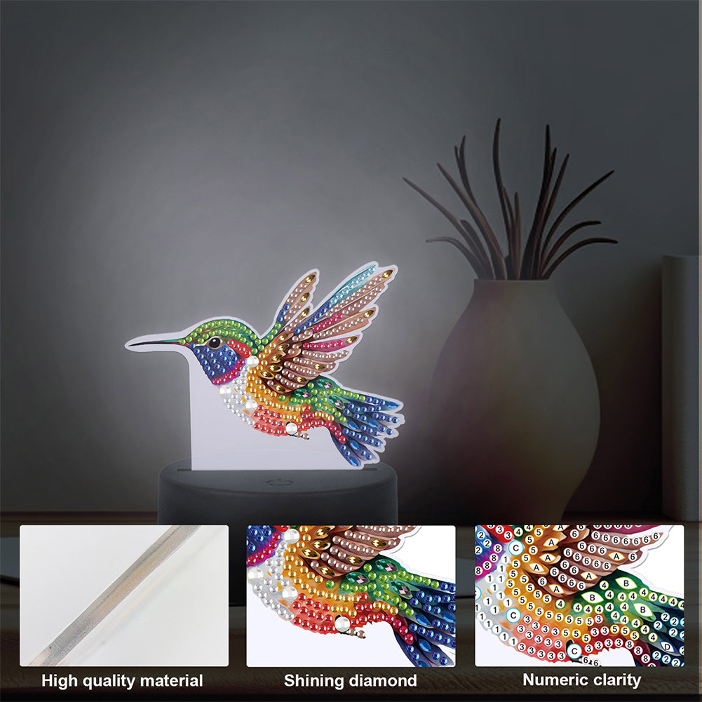 Cute Animal Diamond Painting LED Lamp Diamond Painting Night Light (Hummingbird)