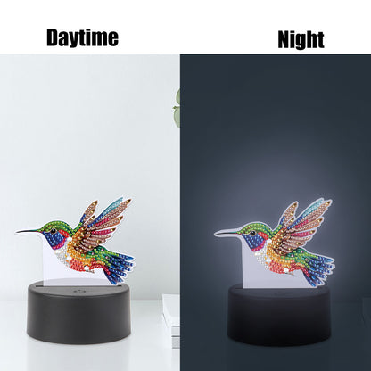 Cute Animal Diamond Painting LED Lamp Diamond Painting Night Light (Hummingbird)